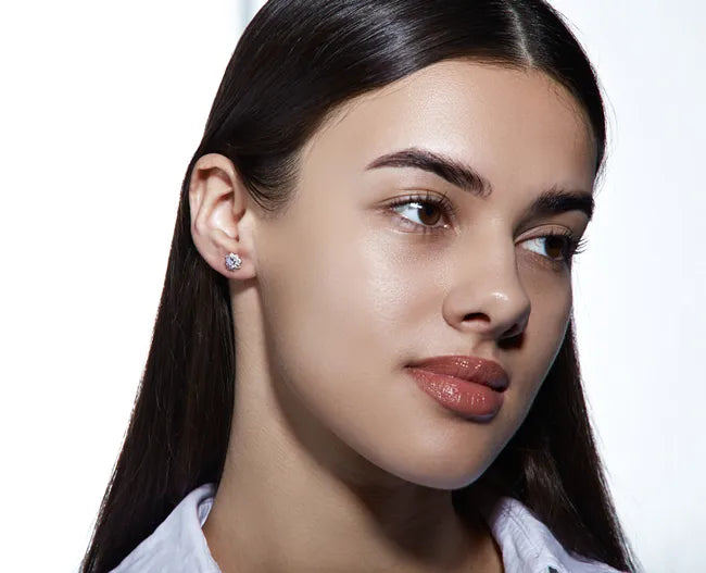 Balabinka Silver Flower Stud Earrings