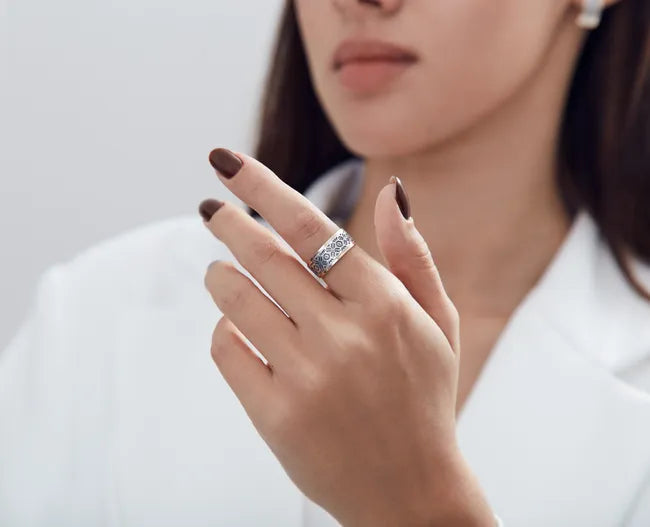 Balabinka Silver Vyshyvanka Wedding Ring