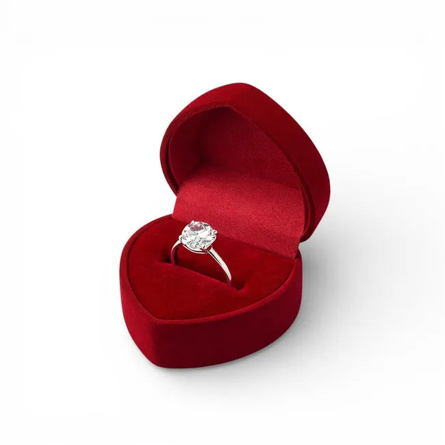 Balabinka Silver Ring Big Zirconia with Heart Gift Case