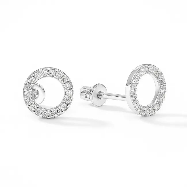 Balabinka Silver Circle CZ Stud Earrings