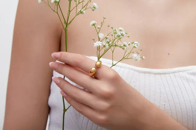 Balabinka Silver Gold-Plated Drop Ring “Kaplia”