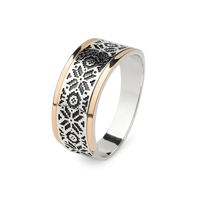 Balabinka Silver Vyshyvanka Wedding Ring