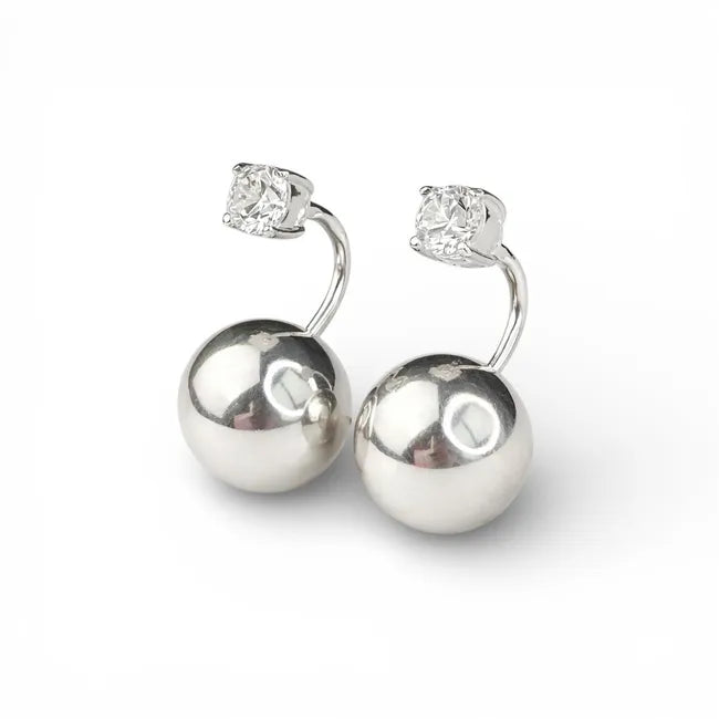 Balabinka Silver Earrings Ball with Cubic Zirconia
