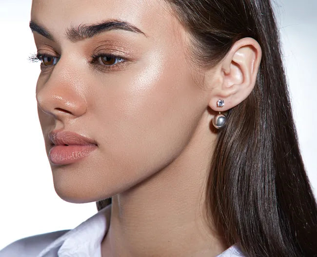 Balabinka Silver Earrings Ball with Cubic Zirconia