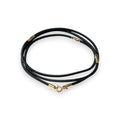 Balabinka Silver Leather Cord Necklace with Gold-Plated Inserts