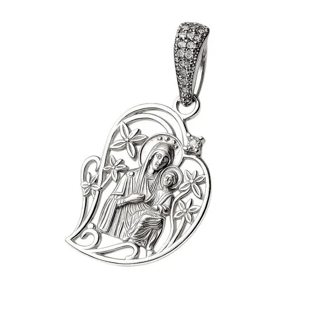 Balabinka Silver Pendant Mother of God with Child