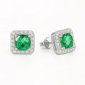Balabinka Square CZ Stud Earrings with Halo Setting
