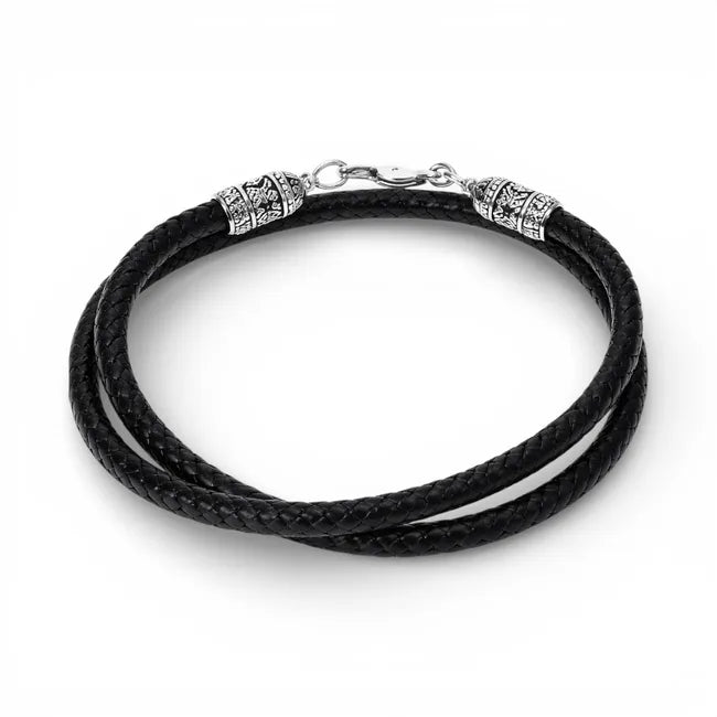 Balabinka Silver Freedom Wide Silk Cord Necklace with Decorative Inserts