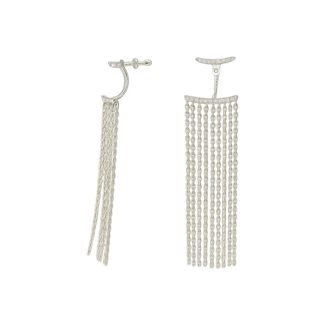 Balabinka Tango Transformer Silver Stud Earrings with Chain Tassels