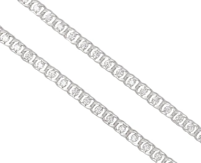 Balabinka Arabic Bismarck Silver Necklace with Cubic Zirconia