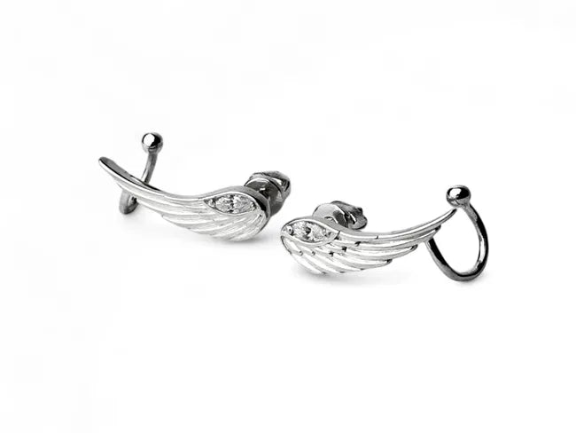 Balabinka Silver Ear Climbers Angel Wings