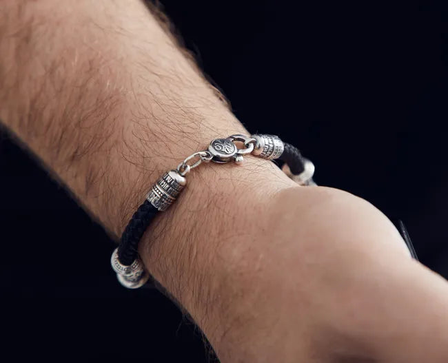 Balabinka Silver Wide Silk Bracelet Faith