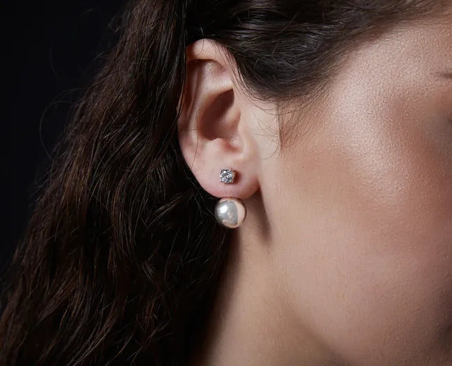 Balabinka Silver Earrings Ball with Cubic Zirconia