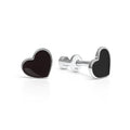 Balabinka Silver Stud Earrings Black Enamel Hearts