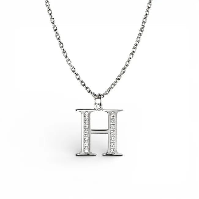 Balabinka Silver Letter H Necklace