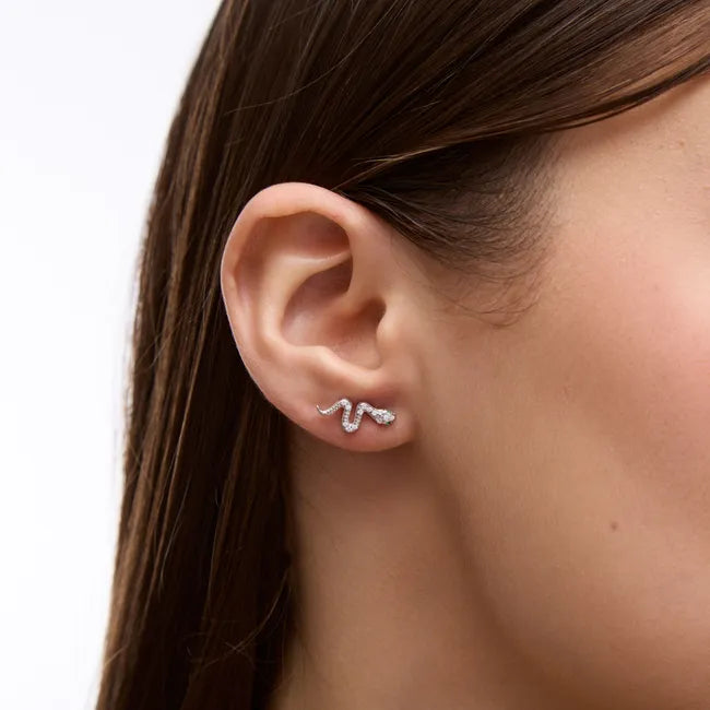 Balabinka Silver Snake Stud Earrings