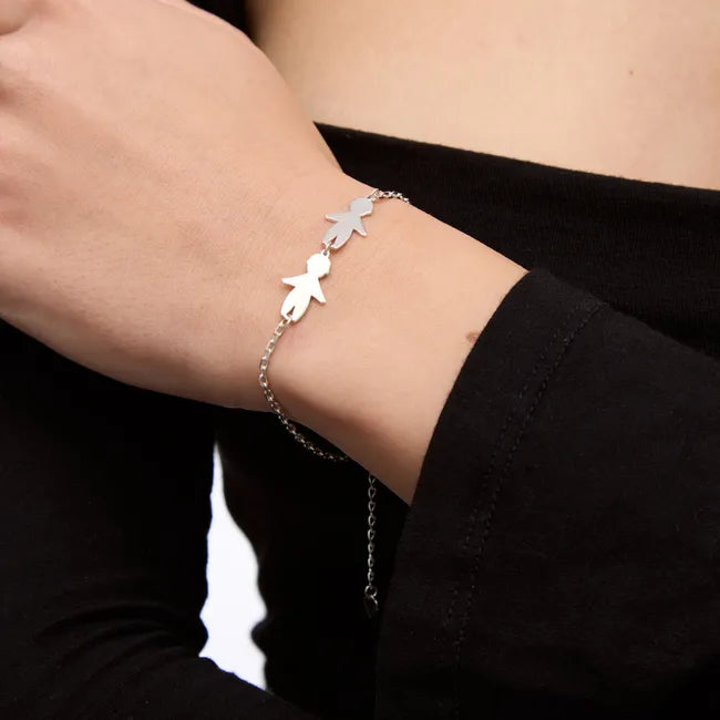 Balabinka Silver Engraving Bracelet Two Sons