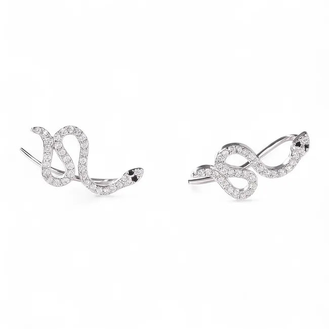 Balabinka Silver Snake Climber Earrings