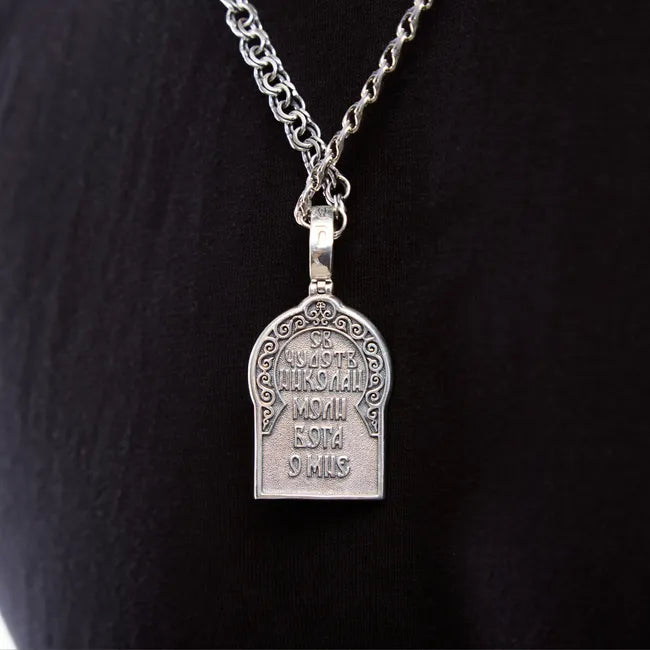 Silver Saint Nicholas the Wonderworker Pendant