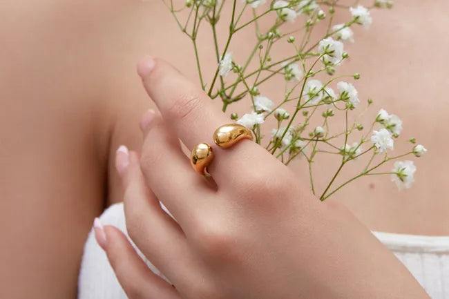 Balabinka Silver Gold-Plated Drop Ring “Kaplia”