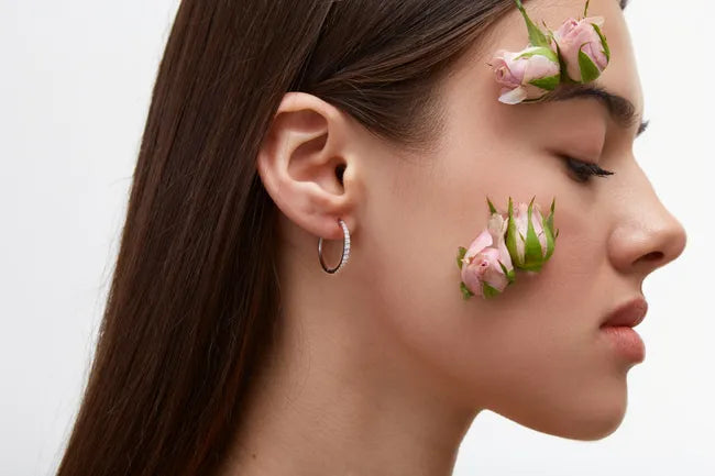 Balabinka Silver Hoop Earrings Crystal Path