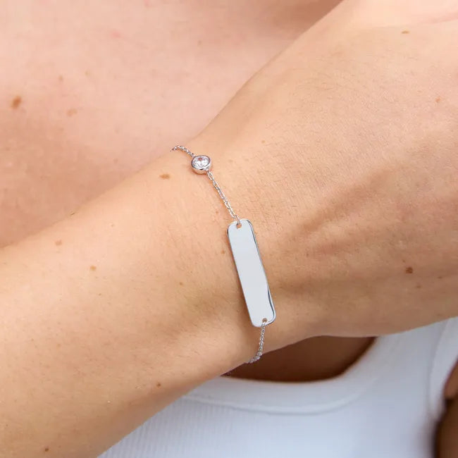Balabinka Silver Engravable Plate Bracelet