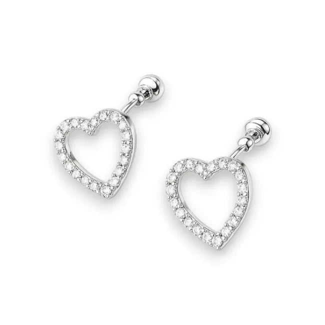 Balabinka Silver CZ Heart Stud Earrings