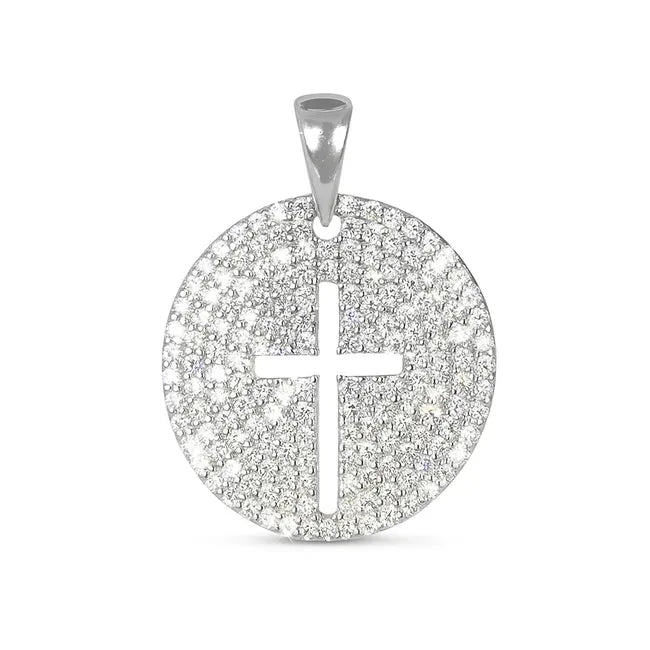 Balabinka Silver Pendant Maria Cross Disc