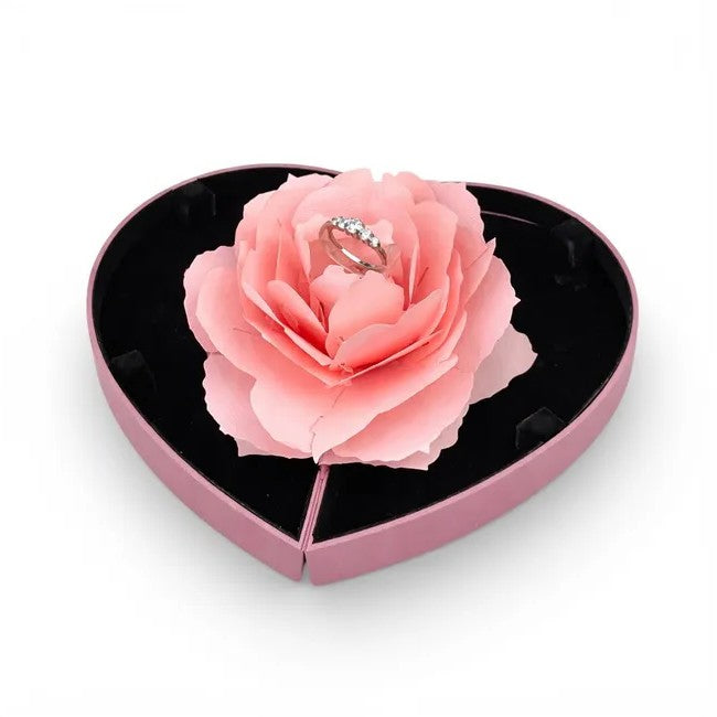 Elegant Balabinka Silver Ring Julia with Heart-Flower Gift Case